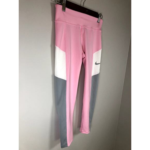 New Nike Tight Fit Dry Fit Girls Training Leggings Size S PInk - Picture 2 of 12